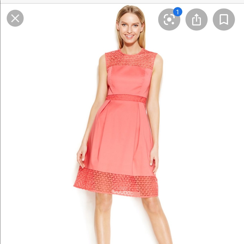 Like New Calvin Klein Coral Fit & Flare Dress